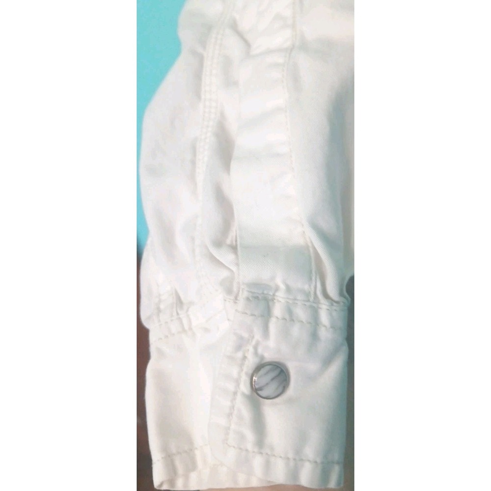 Vntg White Tag Levi Collard Long Sleeve Button Down White Flannel Size LG Cotton - Picture 4 of 10